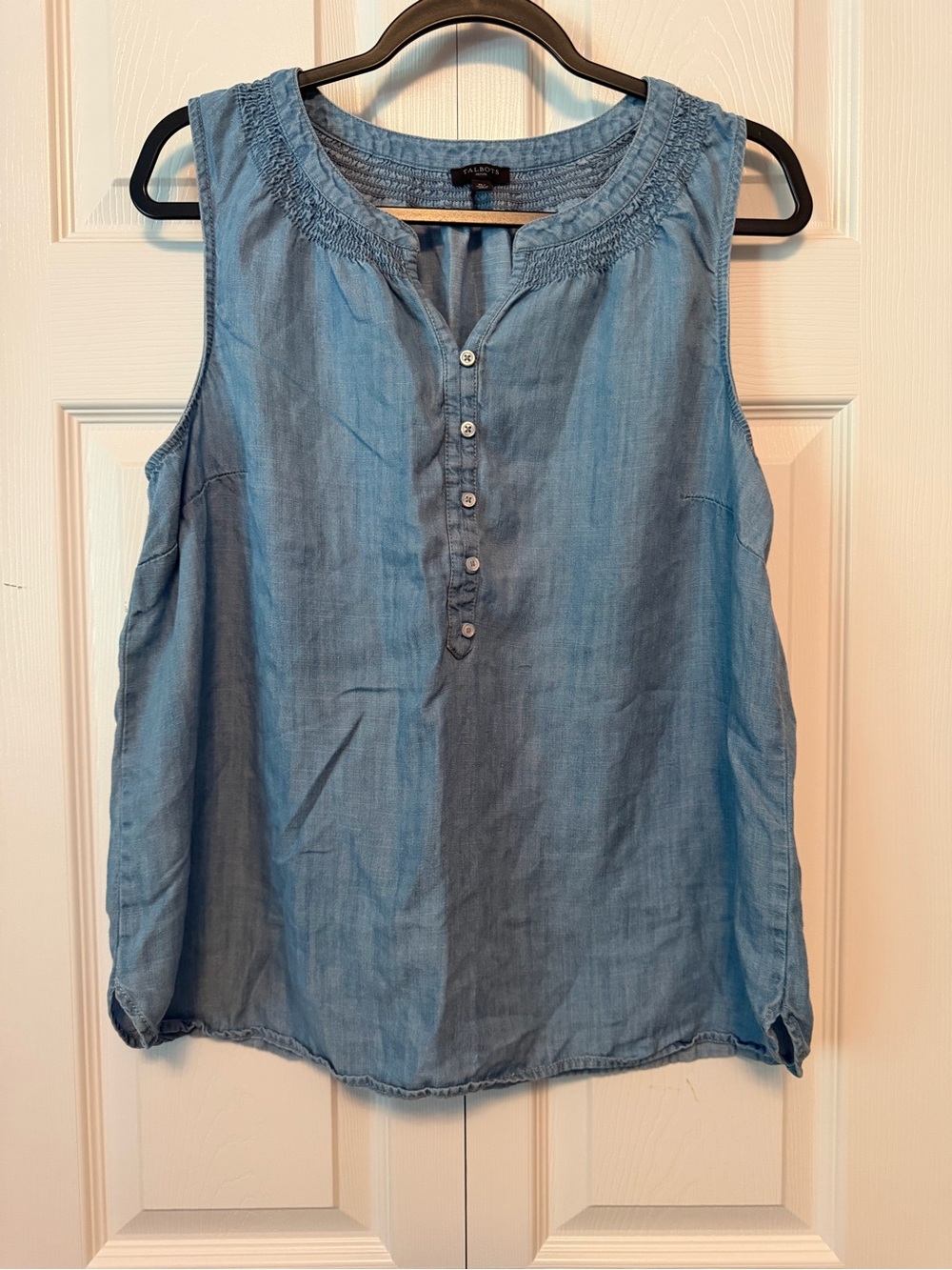 Talbots Light Blue Sleeveless Chambray Henley Camisole